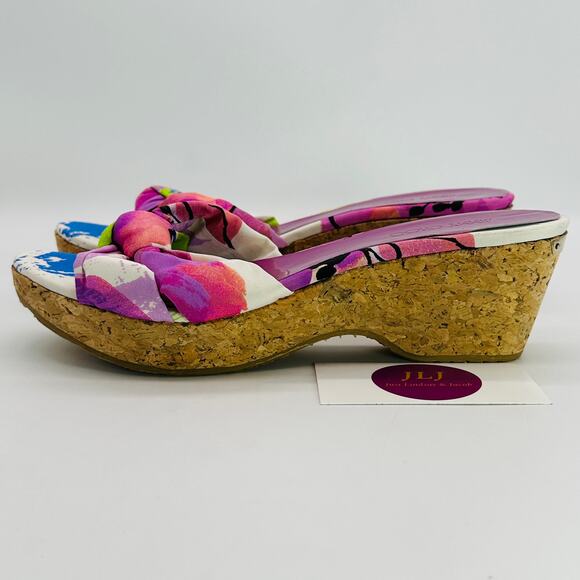 Jimmy Choo Women's Panna Purple Gleam Cork Wedge Sandals Size 38.5 EU/ 8.5 US - Picture 4 of 11